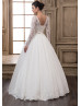 Long Sleeves Ivory Lace Tulle Stylish Wedding Dress